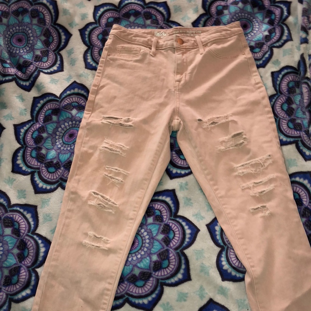 Light pink pants ripped